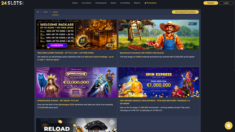 Promozioni per desktop del casinò 24Slots