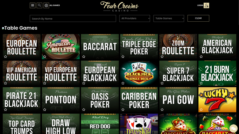 Jeux de table de bureau de 4Crowns Casino