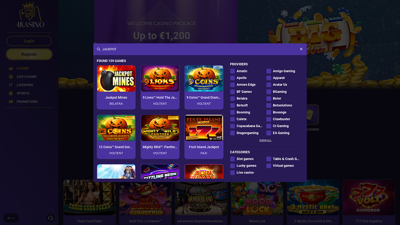 Jackpot desktop di 4Kasino