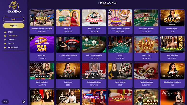 Casinò live desktop di 4Kasino