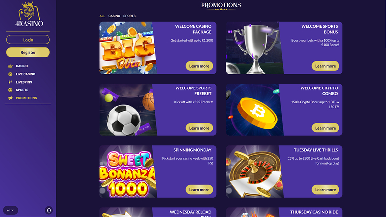 Promozioni desktop di 4Kasino