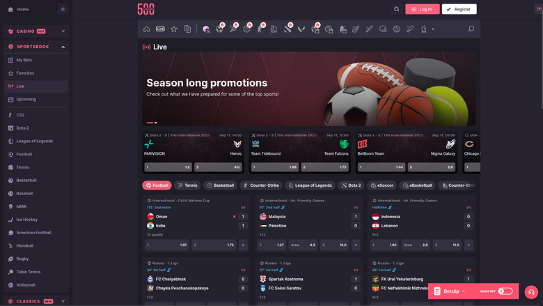 Sports de bureau de 500 Casino