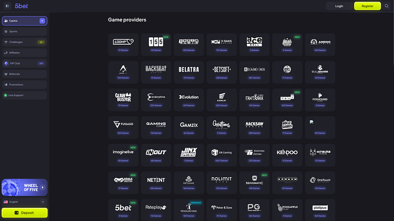 5bet Casino Desktop-Spieleentwickler