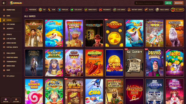 Juegos de escritorio de 5Gringos Casino