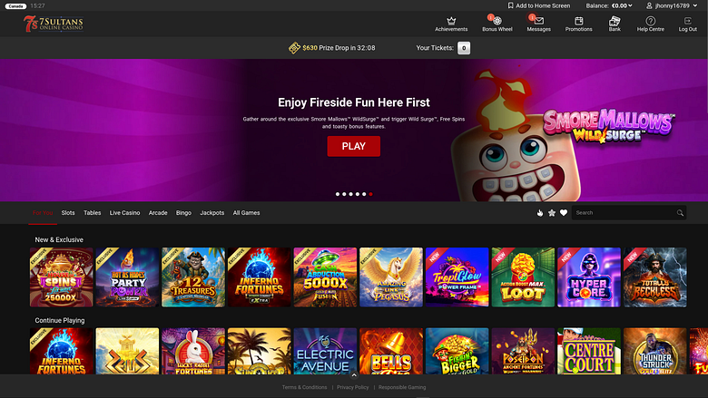 Pagina iniziale desktop di 7 Sultans Casino
