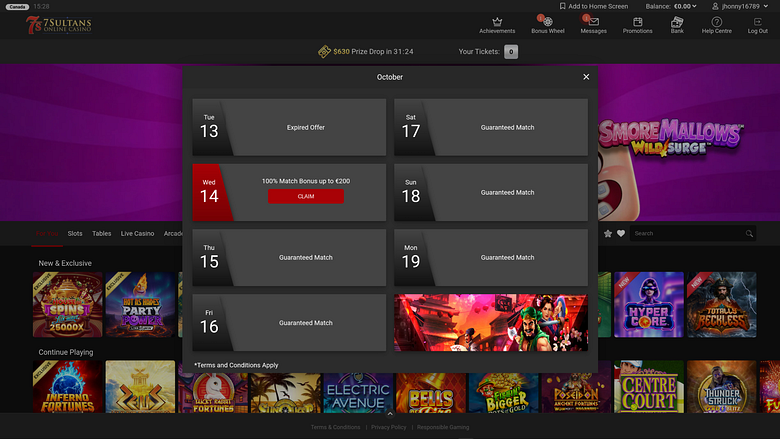 7 promozioni desktop di Sultans Casino