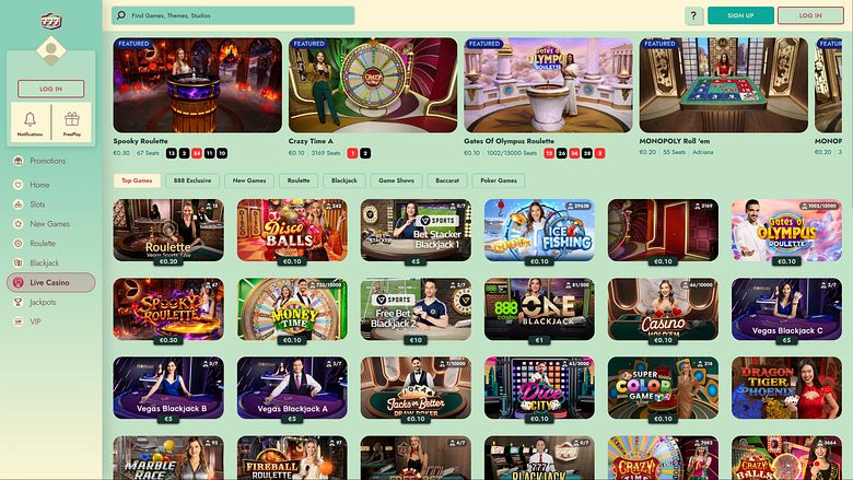 777 Casino Desktop Live Dealer