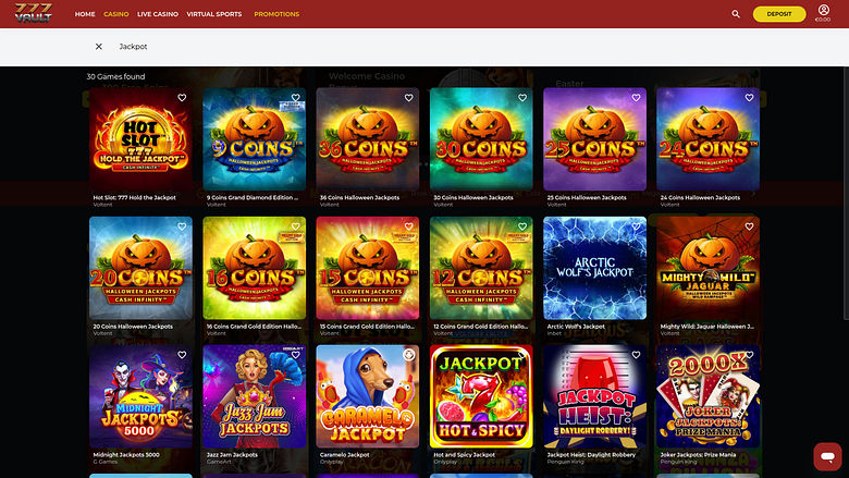 Jackpot de bureau du casino 777Vault