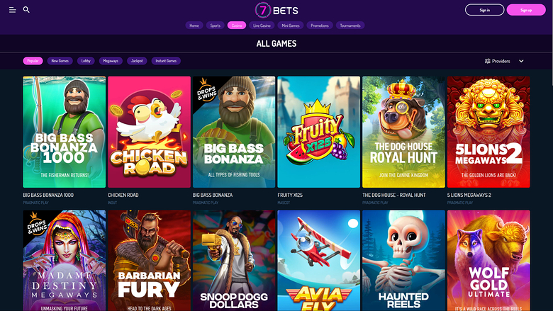 Juegos de escritorio de 7Bets Casino