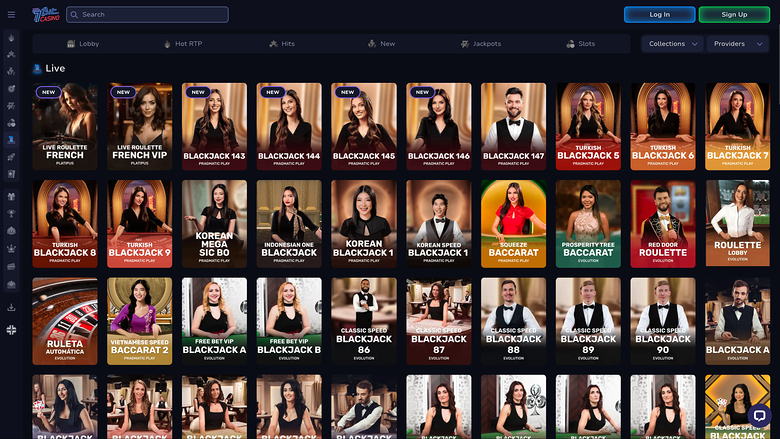 Live dealer desktop di 7Bit Casino