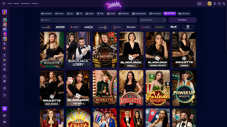 Casino 7Oasis sur ordinateur avec croupier en direct