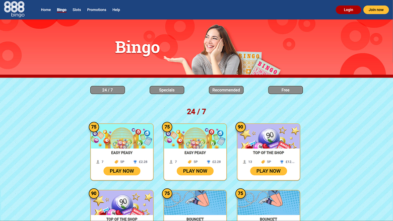 Bingo desktop di 888 Bingo Casino