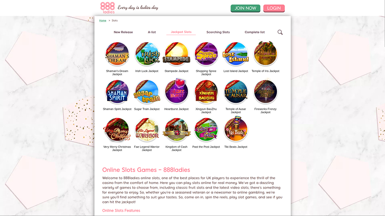 Jackpot sur bureau de 888 Ladies Casino