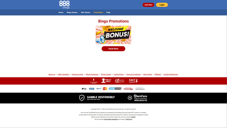 888 Bingo Casino Desktop Promotions