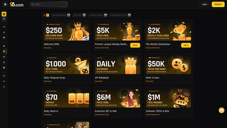 96 Casino Desktop Promotions