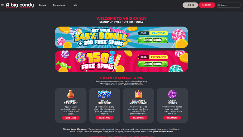 Promozioni desktop di A Big Candy Casino