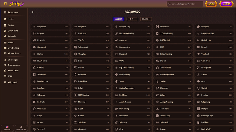 Sviluppatori di giochi desktop di Abuking Casino