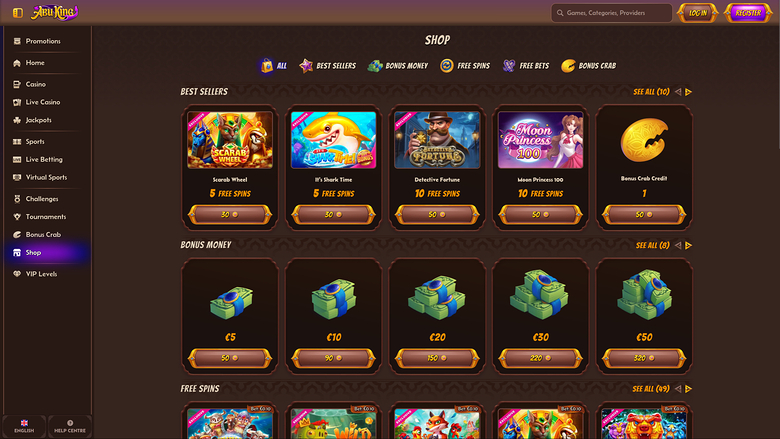 Negozio desktop di Abuking Casino
