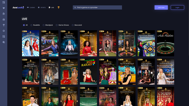 Crupier en vivo de escritorio de Ace Lucky Casino