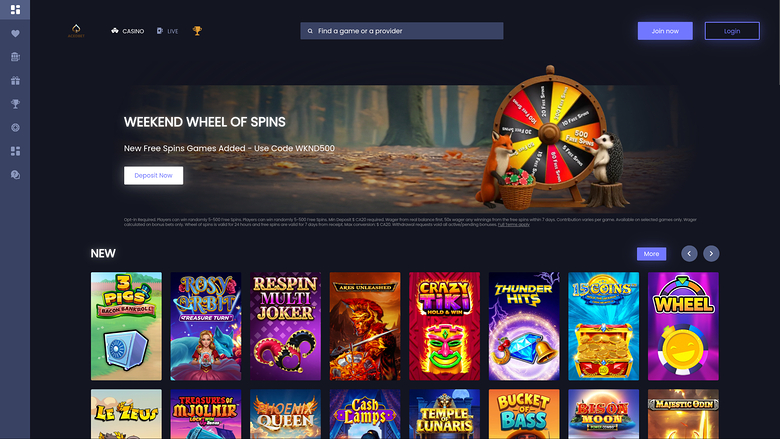 Page d'accueil de bureau d'Aced Bet Casino