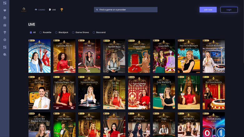 Croupier en direct sur bureau d'Aced Bet Casino