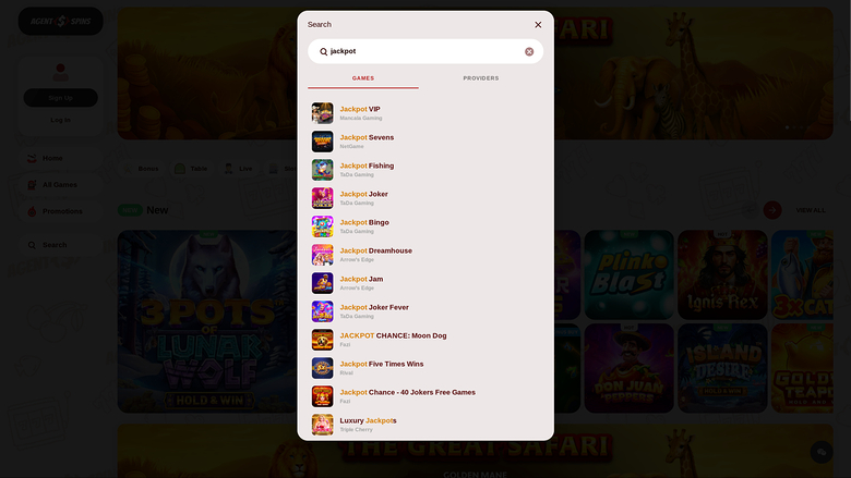 Jackpot de bureau de Agent Spins Casino