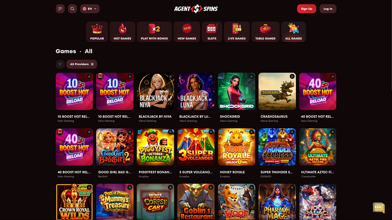 Agent Spins Casino Desktop-Spiele