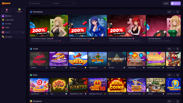 Homepage del casinò Akibawin