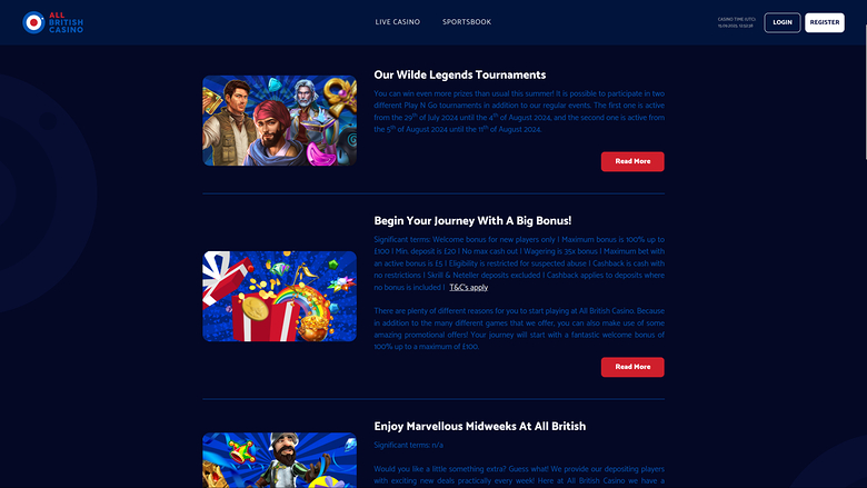 Promociones de escritorio de All British Casino