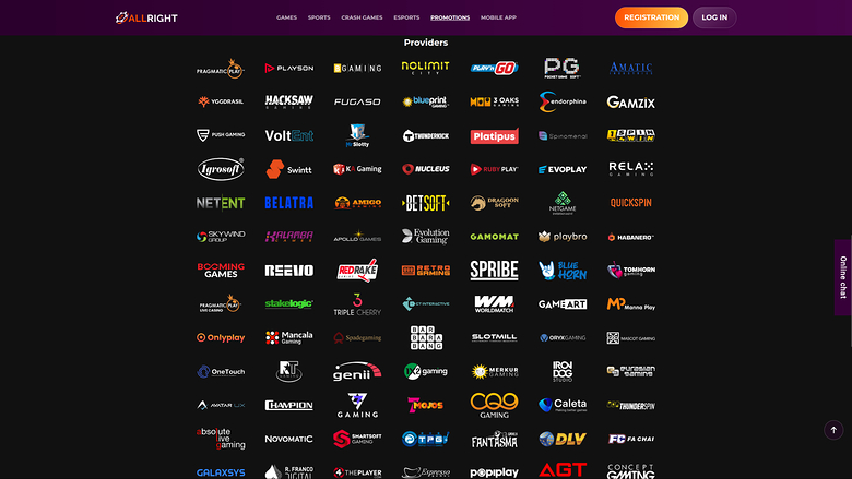 Développeurs de jeux de bureau de All Right Casino