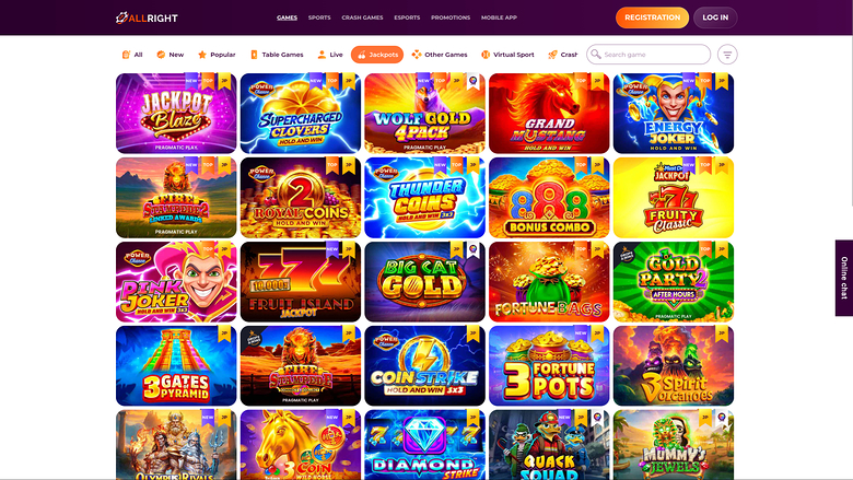 Jackpot de bureau de All Right Casino