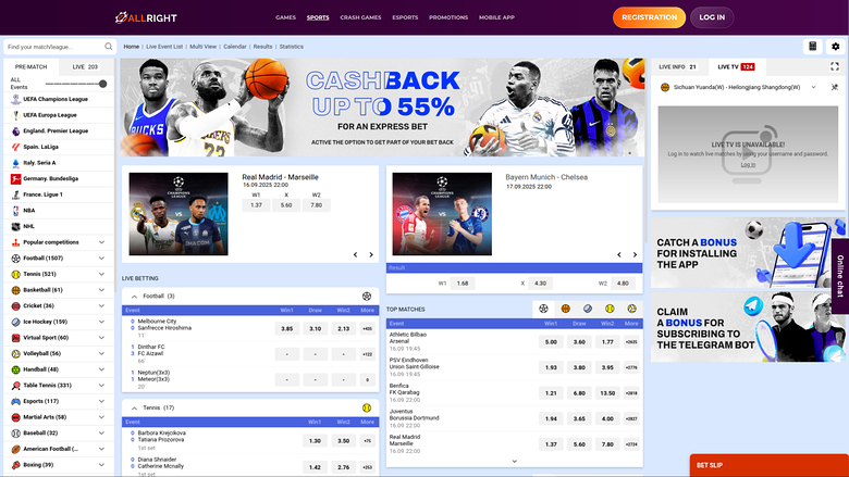 Sports de bureau de All Right Casino