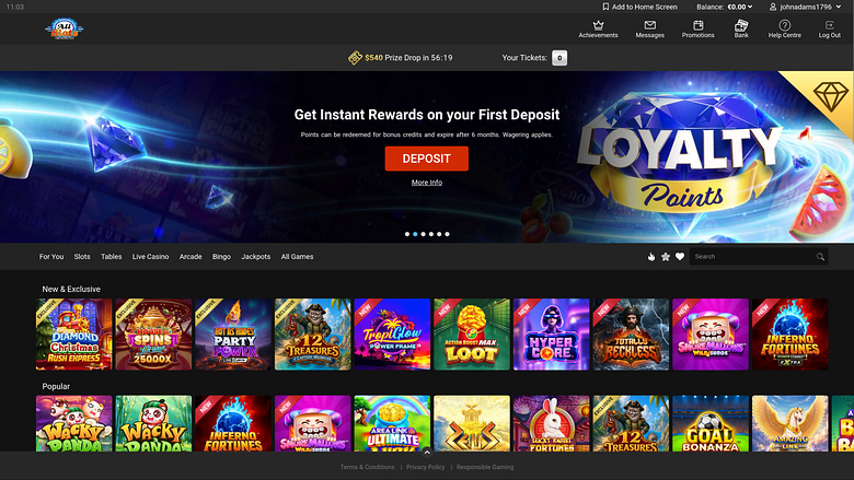 All Slots Casino Desktop Homepage