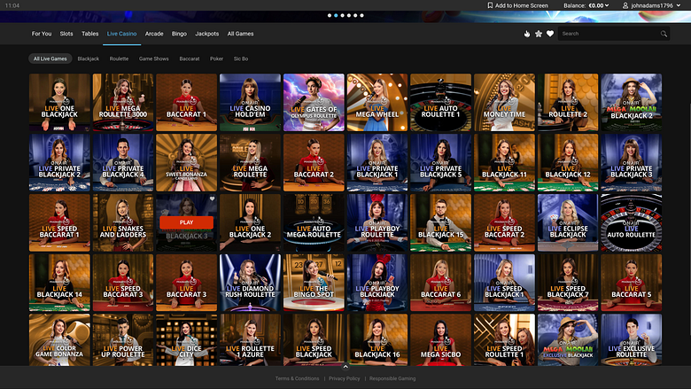 All Slots Casino Desktop Live Dealer