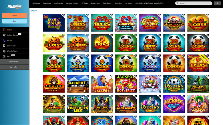 All Spins Win Casino Desktop Jackpot