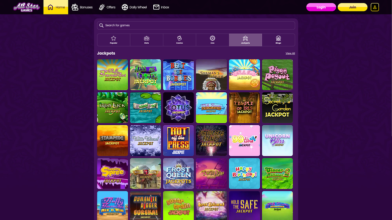 All Star Games Casino Desktop Jackpot