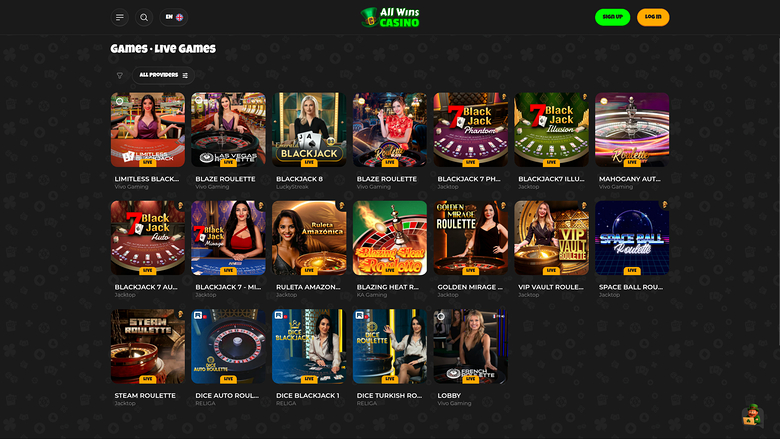 Croupier en direct sur bureau de All Wins Casino