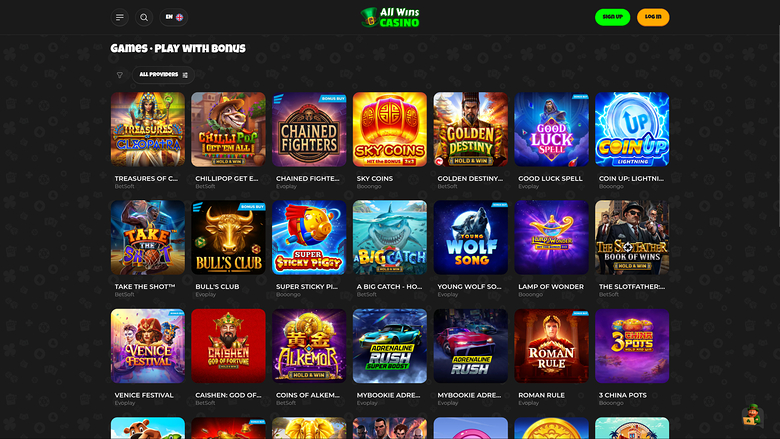 Jouer avec bonus sur bureau de All Wins Casino