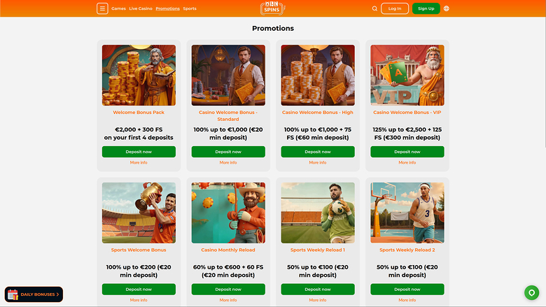 Promotions sur ordinateur de AllSpins Casino