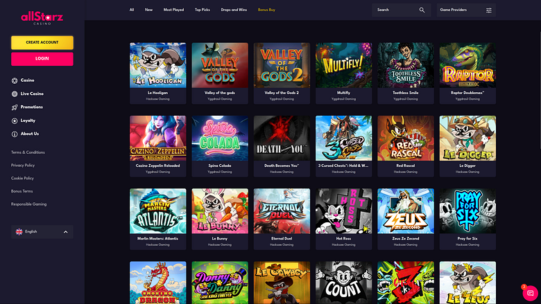 AllStarz Casino Desktop Bonus Buy