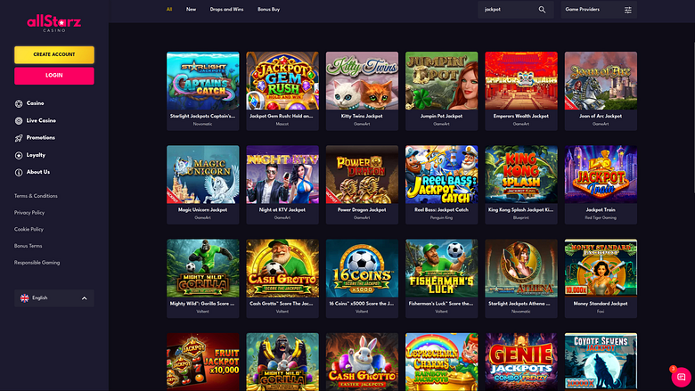AllStarz Casino Desktop Jackpot