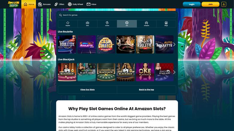 Croupier en direct sur bureau de Amazon Slots Casino