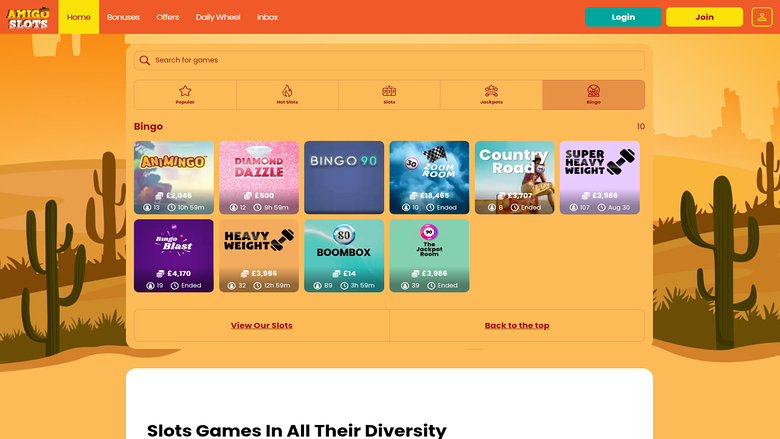 Bingo de Amigo Slots Casino para ordenador