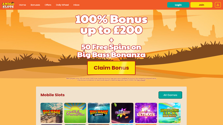 Página de inicio de Amigo Slots Casino para ordenador
