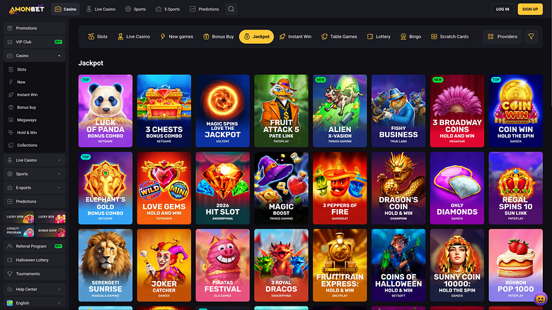 Jackpot desktop del casinò Amonbet