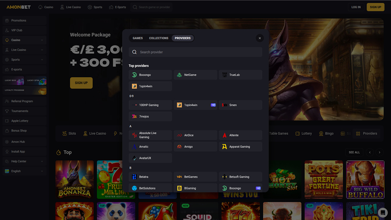 Desarrolladores de juegos de Amonbet Casino para ordenador