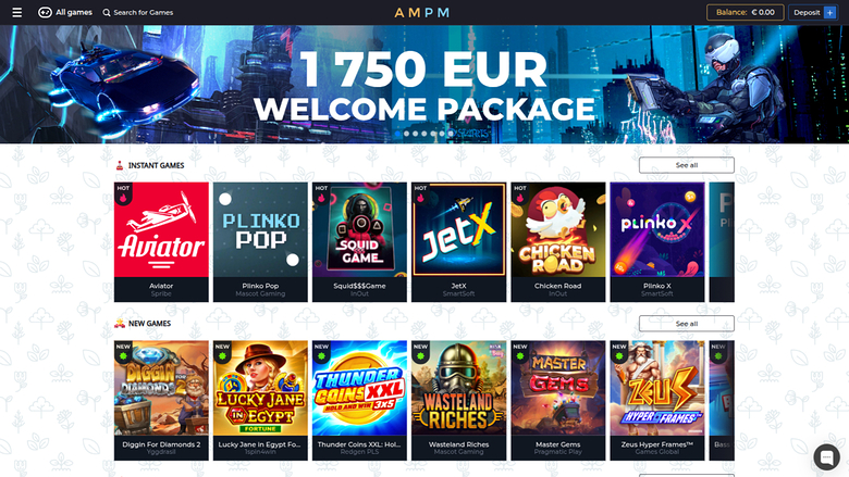 ampm Casino Desktop-Startseite
