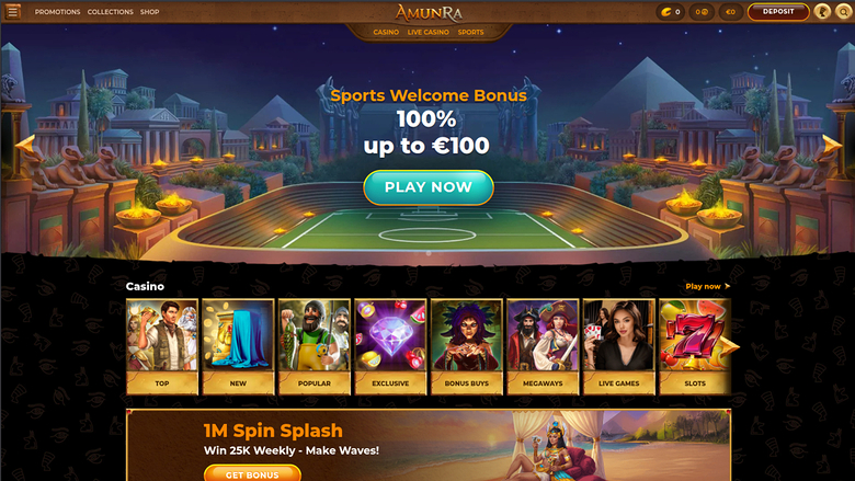 Page d'accueil de bureau de AmunRa Casino