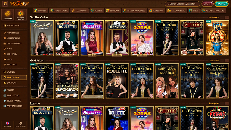 AmunRa Casino Desktop Live Dealer Image