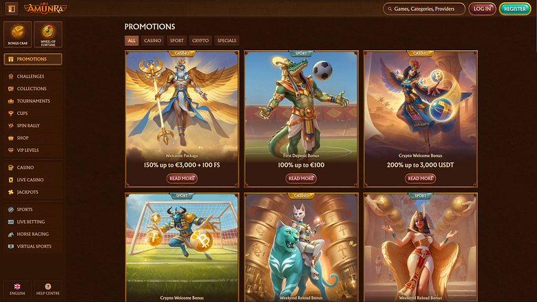AmunRa Casino Desktop Promotions Image